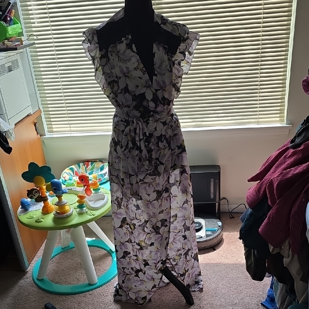 Floral Print Wrap Maxi Dress